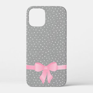 pink bow on grey and white Case-Mate iPhone case