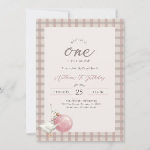 Pink Bow One Little Goose Baby 1st Birthday Party