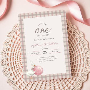 Pink Bow One Little Goose Baby 1st Birthday Party