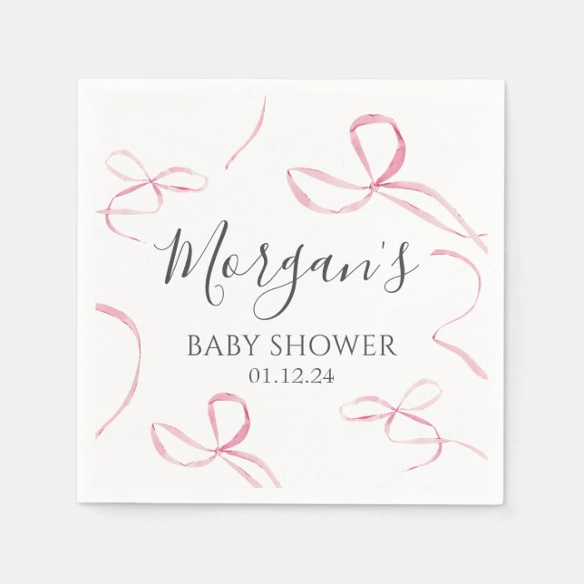 Pink bow Paper napkins, bow theme decorations Napkin (Front)
