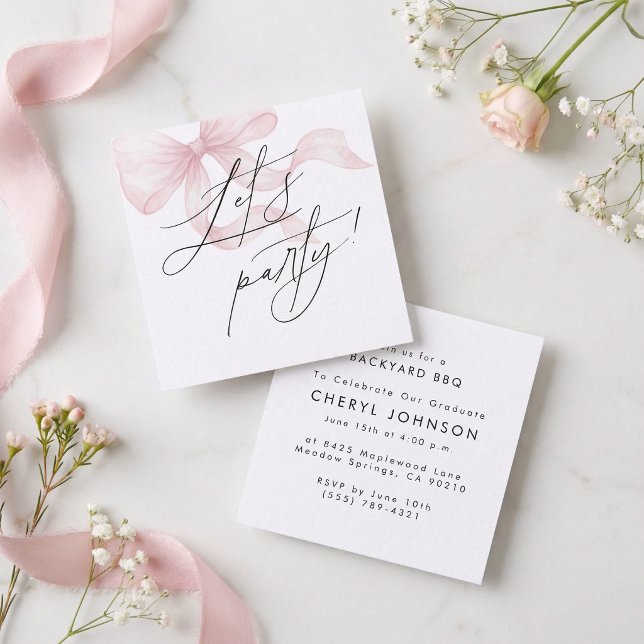 Pink Bow Party Invitation Enclosure Card (Creator Uploaded)