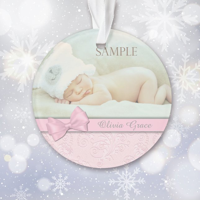 Pink Bow Pastel Baby 1er Modèle photo de Noël (Créateur téléchargé)