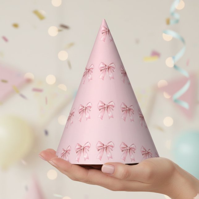 Pink Bow Pattern Birthday Party Hats (Creator Uploaded)