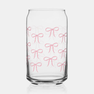Pink Bow Pattern Can Glass