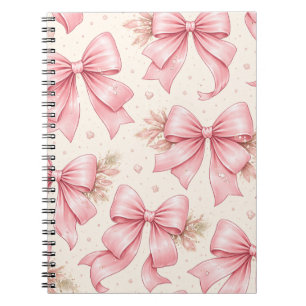 Pink Bow Pattern Design – Cute Coquette Aesthetic  Notebook