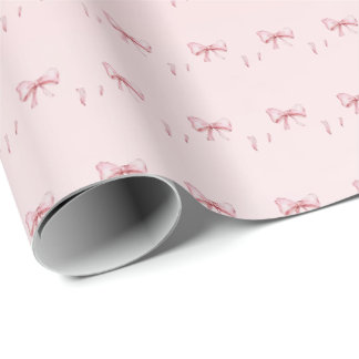 Pink Bow Pattern Gift Wrapping Paper