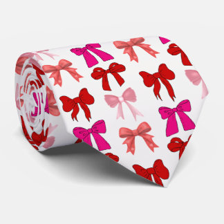 pink bow pattern tie