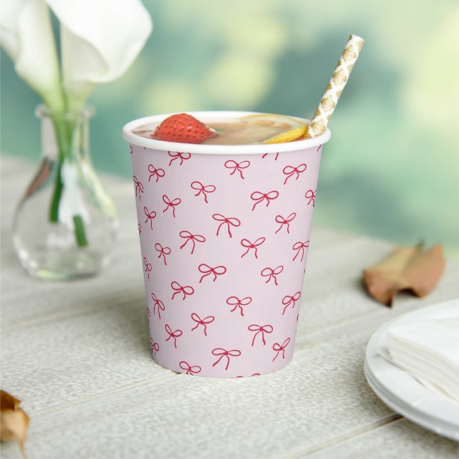  pink bow pattern Valentine's Day  Paper Cups (Insitu)