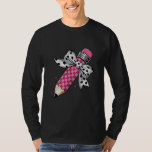 Pink Bow Pencil Coquette Teacher Colourful Back To T-Shirt<br><div class="desc">Pink Bow Pencil Coquette Teacher Colourful Back To School</div>