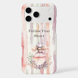 Pink Bow Perfume Bottle Floral Stripes