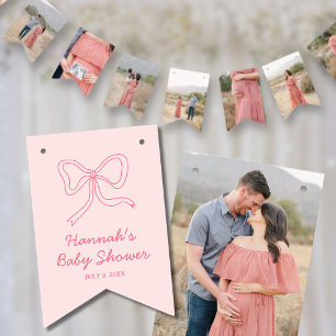 Pink Bow Personalized Baby Shower Photo Banner