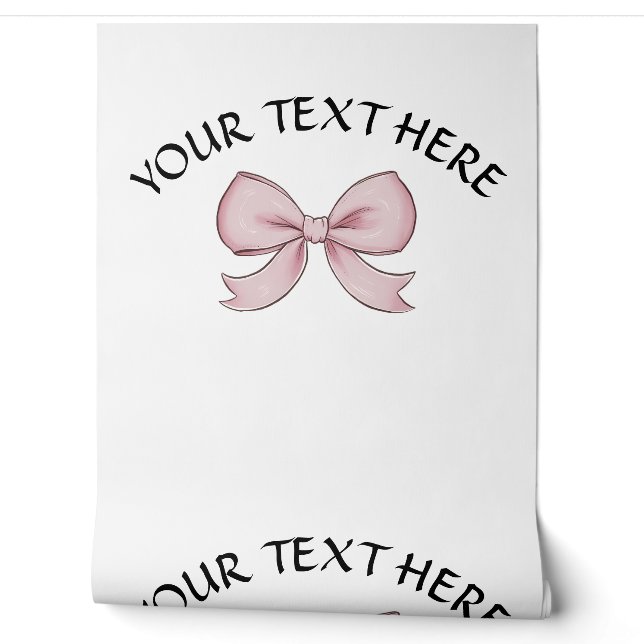 Pink Bow Personalized Name Text Coquette Wallpaper (Unrolling)