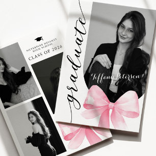 Pink Bow Photo 2026 Graduation Invitation