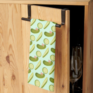 Pink Bow Pickles Kitchen Towel