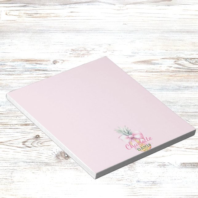 Pink bow pineapple tropical name notepad (Creator Uploaded)