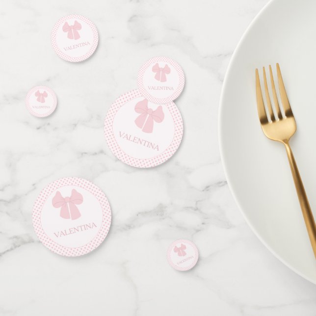 Pink bow polka dot birthday party  confetti (Group)