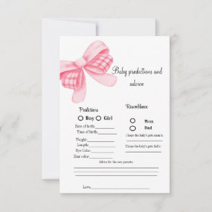 Pink Bow prédiction bébé jeu Baby shower carte