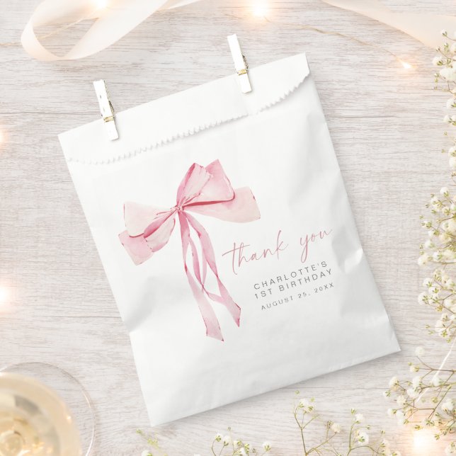 Pink Bow Premier anniversaire Favoriser Sacs Coque (Coupé)