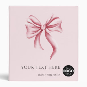 Pink Bow Professional Small Business Logo Binder