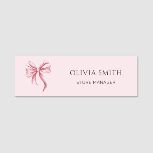 Pink Bow Professional Small Business Name Tag