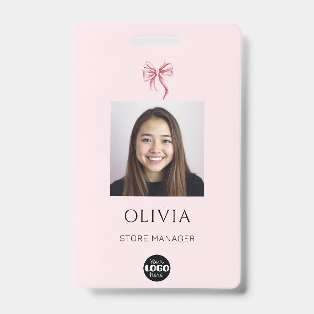 Pink Bow Professional Small Business Photo Logo Badge (Front)