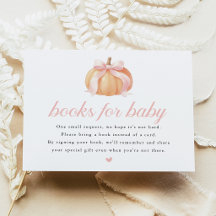 Pink Bow Pumpkin Baby Shower Books for Baby Card