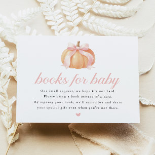 Pink Bow Pumpkin Baby Shower Books for Baby Card