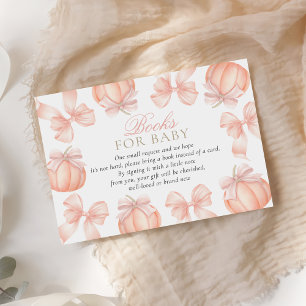 Pink Bow Pumpkin Baby Shower Books For Baby Enclosure Card