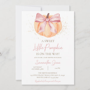 Pink Bow Pumpkin Baby Shower Invitation