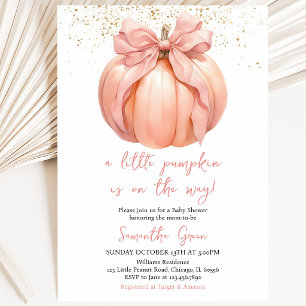 Pink Bow Pumpkin Baby Shower Invitation