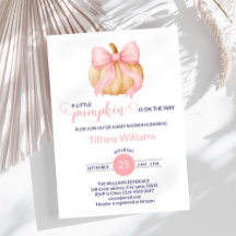 Pink bow pumpkin baby shower minimalistic