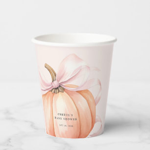 Pink Bow Pumpkin Baby Shower Paper Cup