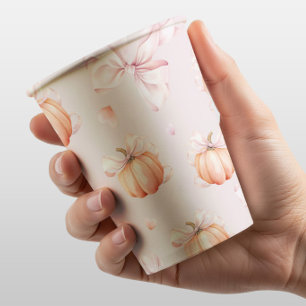 Pink Bow Pumpkin Baby Shower Paper Cup