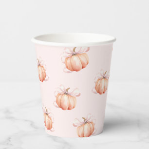Pink Bow Pumpkin Baby Shower Paper Cup