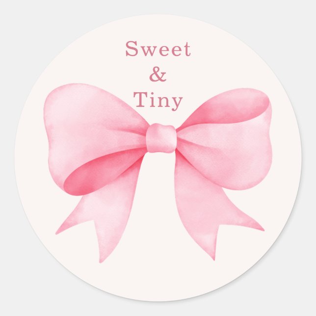 Pink Bow Pumpkin Baby Shower Stickers (Front)