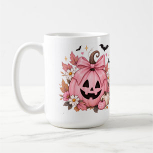 Pink Bow Pumpkin Coquette Halloween Coffee Mug
