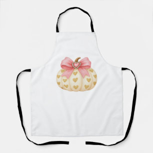 Pink Bow Pumpkin with Golden Hearts – Coquette Fal Apron