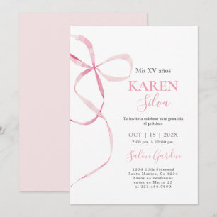 Pink Bow Quinceanera Invitation