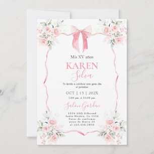Pink Bow Quinceanera Invitation