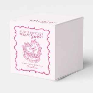 Pink Bow Retro Heart Coquette Cake Bridal Shower Favor Box