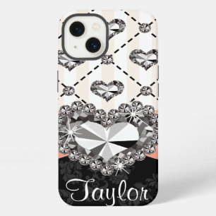 Pink Bow Rhinestone Heart iPhone 13 Case