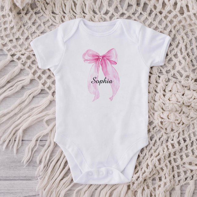 Pink Bow Ribbon Baby Bodysuit (Creator Uploaded)