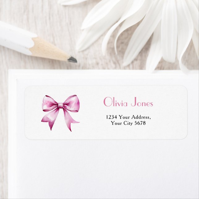 Pink Bow Ribbon Baby Shower Address (Insitu)