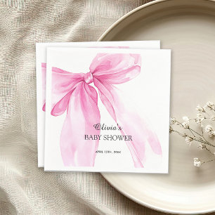 Pink Bow Ribbon Baby Shower Napkin