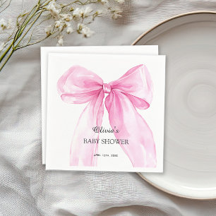 Pink Bow Ribbon Baby Shower Napkin