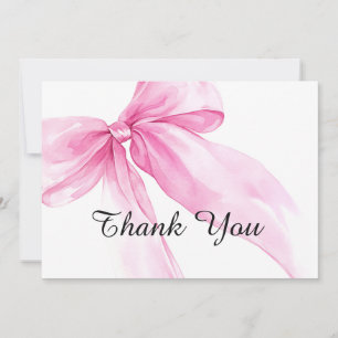 Pink Bow Ribbon Baby Shower Thank You Card