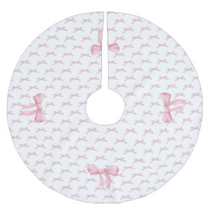 Pink Bow Ribbon Brushed Polyester Tree Skirt