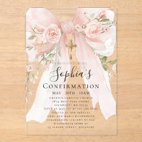 Pink Bow Rose Floral Girl Confirmation