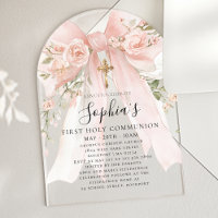 Pink Bow Rose Floral Girl First Communion Arch