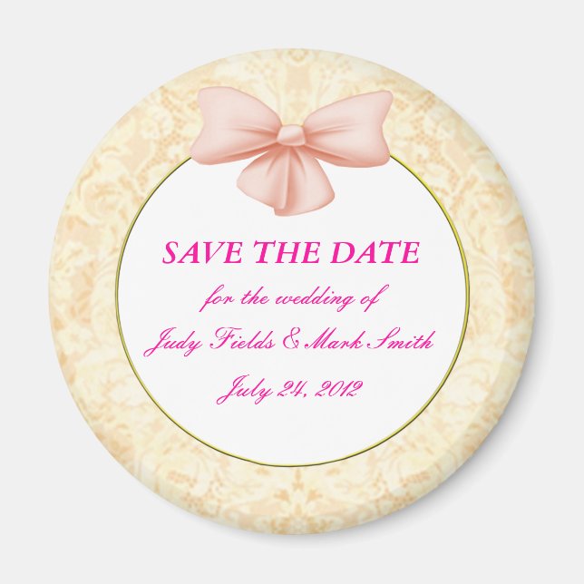 Pink Bow Save The Date Magnet (Front)